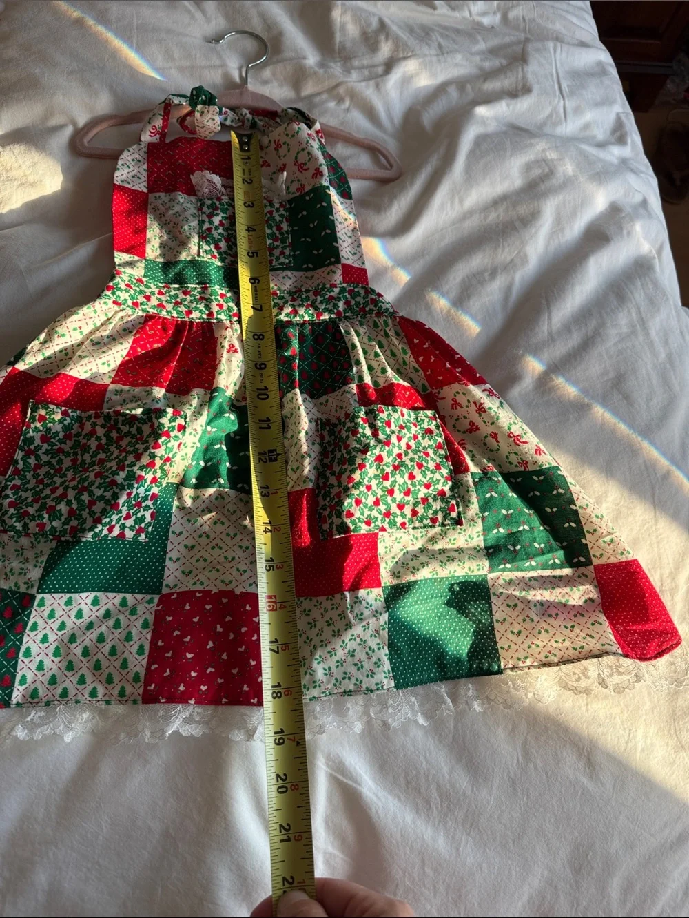 Christmas Patchwork Apron Kids - Red & Green